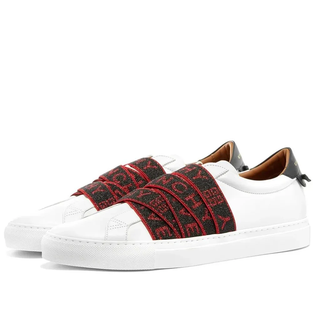 GIVENCHY PARIS Urban Street Low Webbing White Red Black Men's Sneakers - Picture 1 of 6